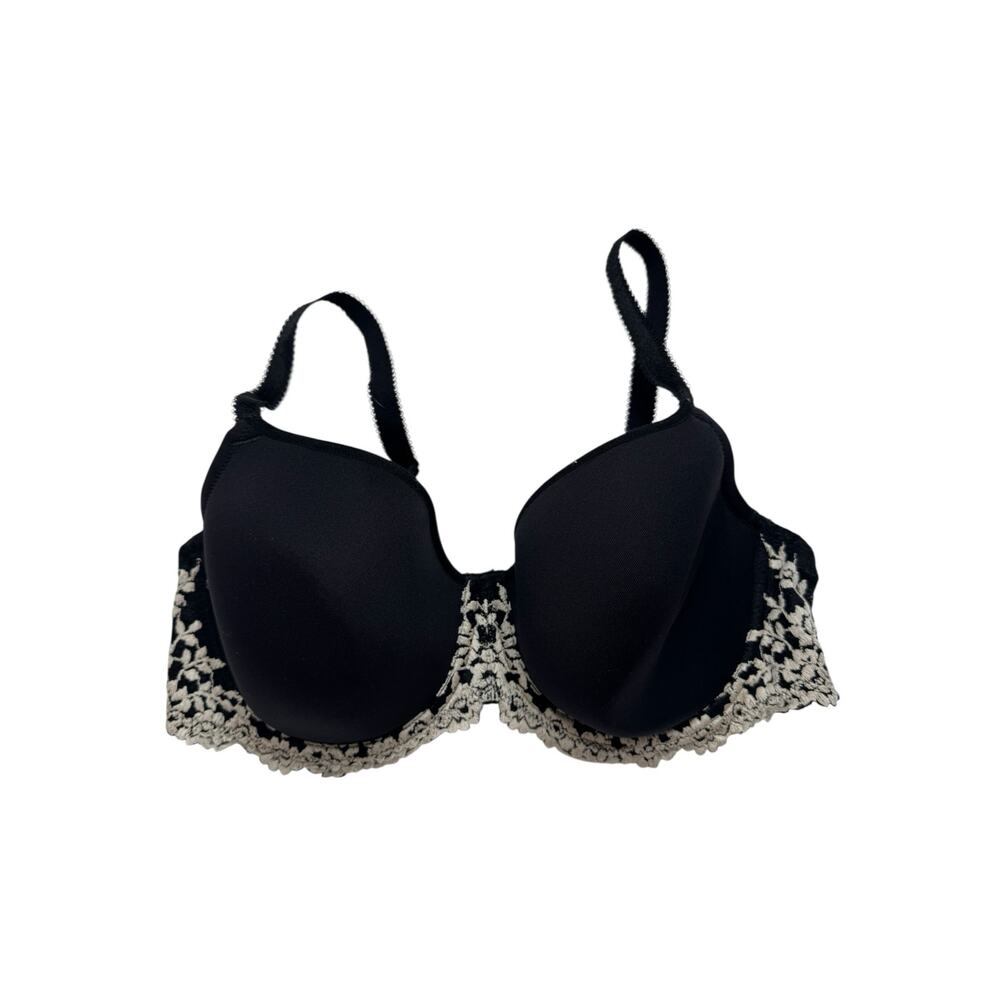 WACOAL Embrace Lace T-Shirt Bra Black Cream Size 36DD Lined Underwire #853191